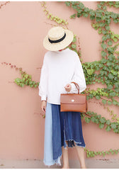 Brown Leather Women Handbag Shoulder Bag Work Bag For Women