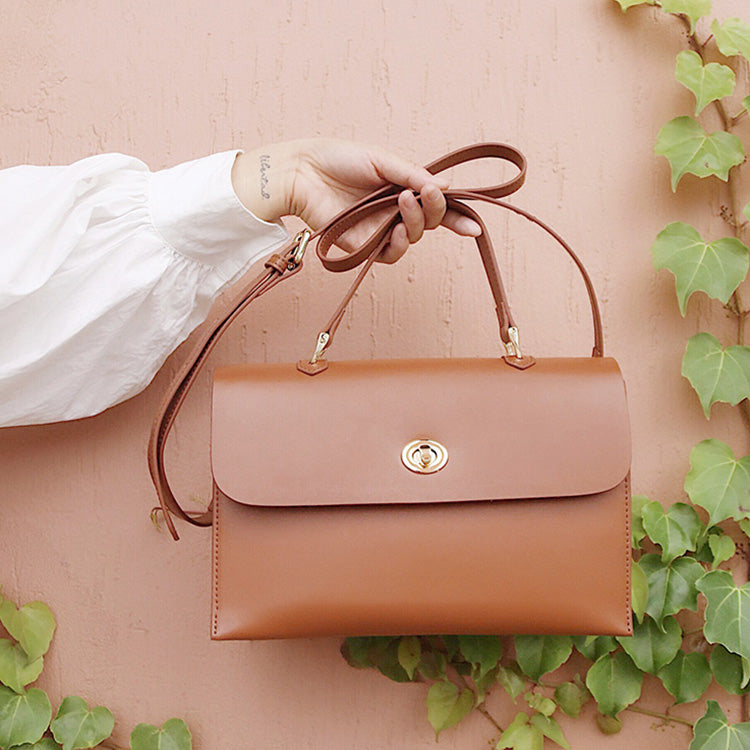 Brown Leather Women Handbag Shoulder Bag Work Bag For Women