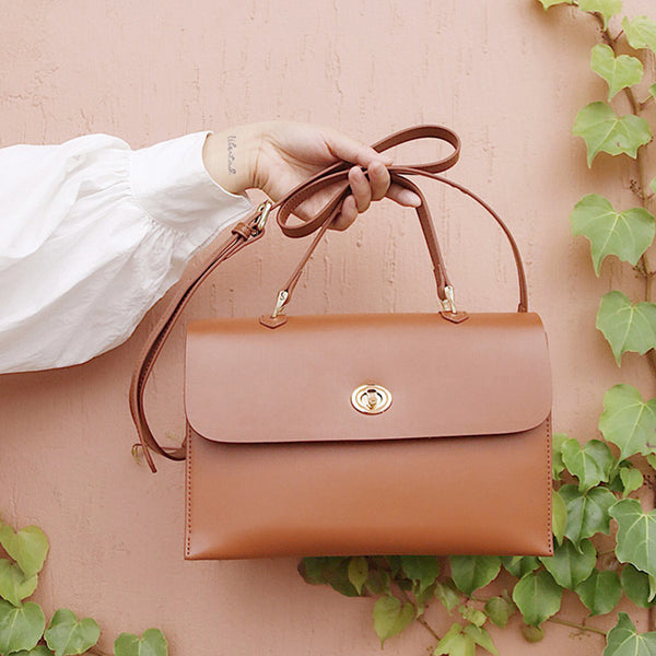 Brown Leather Women Handbag Shoulder Bag Work Bag For Women