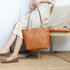 Large Brown Leather Tote Bag Womens Shoulder Brown Shopper Tote Handbag Purse