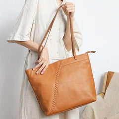 Large Brown Leather Tote Bag Womens Shoulder Brown Shopper Tote Handbag Purse