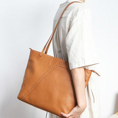 Large Brown Leather Tote Bag Womens Shoulder Brown Shopper Tote Handbag Purse