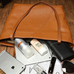 Large Brown Leather Tote Bag Womens Shoulder Brown Shopper Tote Handbag Purse