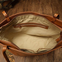 Large Brown Leather Tote Bag Womens Shoulder Brown Shopper Tote Handbag Purse
