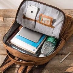 Brown Mens Leather Backpacks Travel Backpacks Laptop Backpack for men