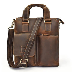 Brown Leather Mens Vintage Work Bag Handbag Briefcase Shoulder Bags Business Bags For Men