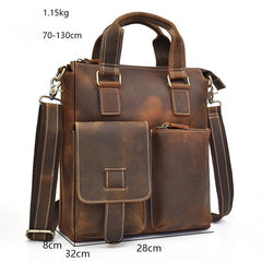 Brown Leather Mens Vintage Work Bag Handbag Briefcase Shoulder Bags Business Bags For Men