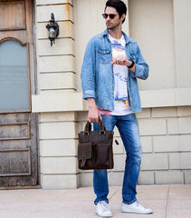 Brown Leather Mens Vintage Work Bag Handbag Briefcase Shoulder Bags Business Bags For Men