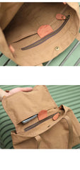 Khaki Vintage Canvas Men Womens Large Tote Bag Green Canvas Shoulder Tote Bag Shopper Tote For Men