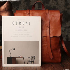 Vintage Brown Leather Womens Backpack Leather Fashion Backpack School Backpack Purse for Men