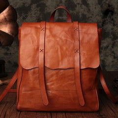 Vintage Brown Leather Womens Backpack Leather Fashion Backpack School Backpack Purse for Men