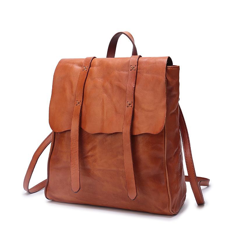 Vintage Brown Leather Womens Backpack Leather Fashion Backpack School Backpack Purse for Men