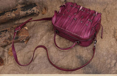 Purple Vintage Womens Leather Purse Tassel Handbag Brown Shoulder Bag Crossbody Purses for Ladies