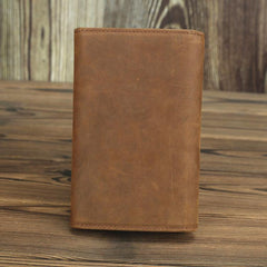 Brown Vintage Simple Long Wallet Leather Mens Dark Brown Trifold Card Wallet Light Brown Business Wallet For Men