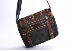 Gray Waxed Canvas Country Style Mens 11'' Side Bag Courier Bag Shoulder Bag Small Messenger Bag for Men