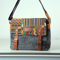 Gray Waxed Canvas Country Style Mens 11'' Side Bag Courier Bag Shoulder Bag Small Messenger Bag for Men
