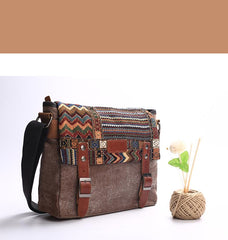 Gray Waxed Canvas Country Style Mens 11'' Side Bag Courier Bag Shoulder Bag Small Messenger Bag for Men