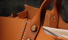 Brown Womens Handmade Leather Box Handbag Tote Brown Shoulder Bag Crossbody Purse For Women
