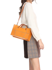 Brown Womens Handmade Leather Box Handbag Tote Brown Shoulder Bag Crossbody Purse For Women