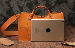 Brown Womens Handmade Leather Box Handbag Tote Brown Shoulder Bag Crossbody Purse For Women