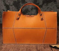 Brown Womens Handmade Leather Box Handbag Tote Brown Shoulder Bag Crossbody Purse For Women