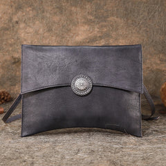 Brown womens Leather Envelope Shoulder Bag Large Envelope Clutch Purse for Ladies