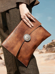 Womens Leather Envelope Shoulder Bag Large Envelope Clutch Purse for Ladies