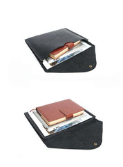 Vintage Business Leather Mens Black Envelope Bag Document Purse Brown Clutch For Men