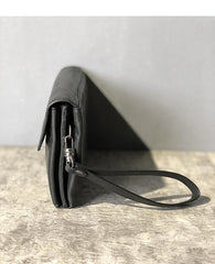 CASUAL BLACK LEATHER MEN'S Long Wallet Clutch Wallet BLACK Wristlet Wallet FOR MEN