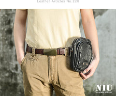 CASUAL BLACK LEATHER MEN'S MIni Vertical Side Bags MESSENGER BAG BLACK Belt Bag Blet Pouch FOR MEN