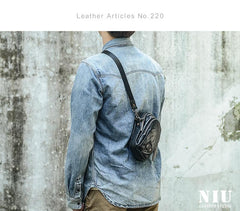 CASUAL BLACK LEATHER MEN'S MIni Vertical Side Bags MESSENGER BAG BLACK Belt Bag Blet Pouch FOR MEN