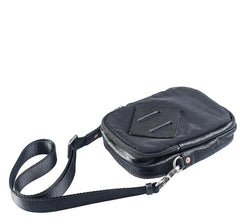 CASUAL BLACK LEATHER MEN'S MIni Vertical Side Bags MESSENGER BAG BLACK Belt Bag Blet Pouch FOR MEN