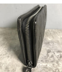 CASUAL BLACK LEATHER MEN'S Long Wallet Zipper Clutch Wallet BLACK Wristlet Wallets Card Wallet FOR MEN