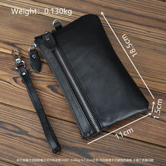 CASUAL MENS LEATHER SLIM ZIPPER CLUTCH WALLET PURSE BAG CLUTCH BAG CAR KEY CASE FOR MEN