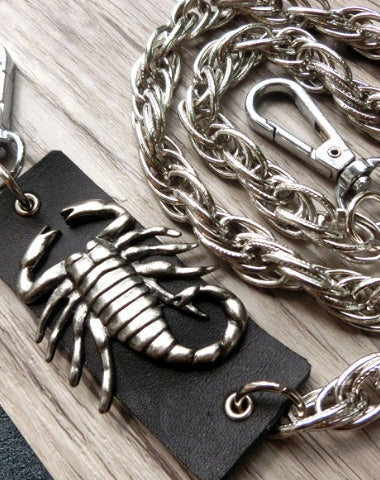 Sliver biker trucker punk scorpion hook wallet Chain for chain wallet biker wallet trucker wallet - EverHandmade