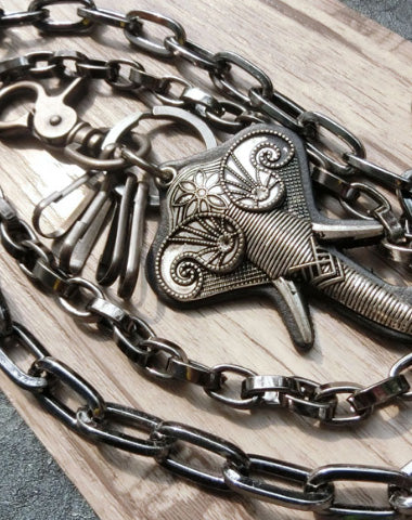 Sliver biker trucker punk elephant hook wallet Chain for chain wallet biker wallet trucker wallet - EverHandmade