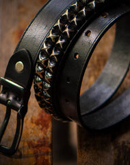 Handmade personalized Custom punk rivet Leather men White black belt