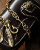 Handmade leather billfold biker trucker wallet black leather chain men wallet - EverHandmade