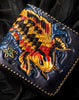 Handmade leather tooled fish carp wallet clutch black billfold wallet brown leather men - EverHandmade