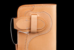 Handmade beige leather men biker wallet Long wallet with multi cards clutch for men - EverHandmade