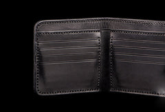 Handmade men billfold wallet black coffee leather horse carved billfold wallet for men - EverHandmade