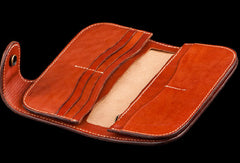 Handmade brown coffee leather indian carved biker wallet Long wallet clutch for men