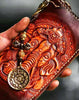 Handmade leather God Geneisha clutch zip long wallet brown leather men Tooled