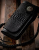 Handmade leather biker chain trucker wallet leather men Black snake skin Tooled wallet - EverHandmade