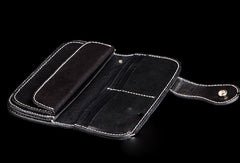 Handmade biker wallet black white leather boa snakeskin biker wallet Long wallet for men