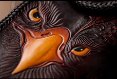 biker chain wallet​ Eagle Tooled Leather Wallet Cool Wallets for Guys Hand Tooled Leather Wallet Mens Zip Around Wallet
