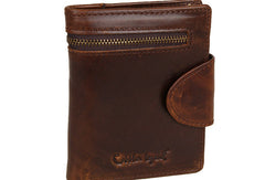 Handmade Men Coffee vintage Leather bifold multi cards billfold wallet zip for Men