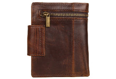 Handmade Men Coffee vintage Leather bifold multi cards billfold wallet zip for Men