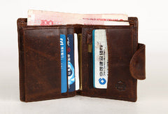 Handmade Men Coffee vintage Leather bifold multi cards billfold wallet zip for Men