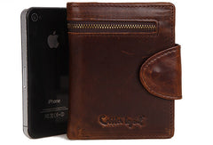 Handmade Men Coffee vintage Leather bifold multi cards billfold wallet zip for Men